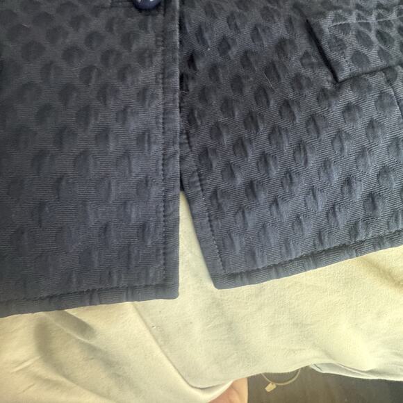 Talbots Quilted Navy Blue Blazer With Button Front And Split Back - Picture 6 of 7